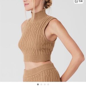 ALO Yoga Tan Cable Knit Tank Top